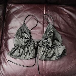 Aerie Black Satin Bralette